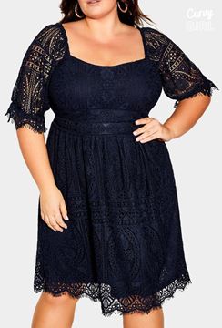 Picture of PLUS SIZE SQUARE NECK LACE DRESS